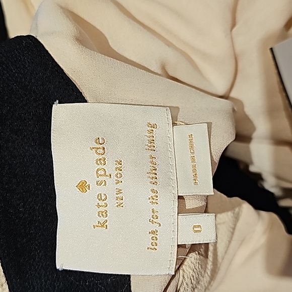 🌞Kate Spade New York Fluid Crepe Low Back Sheath Dress Blacl Cream Size 0 - Picture 12 of 15